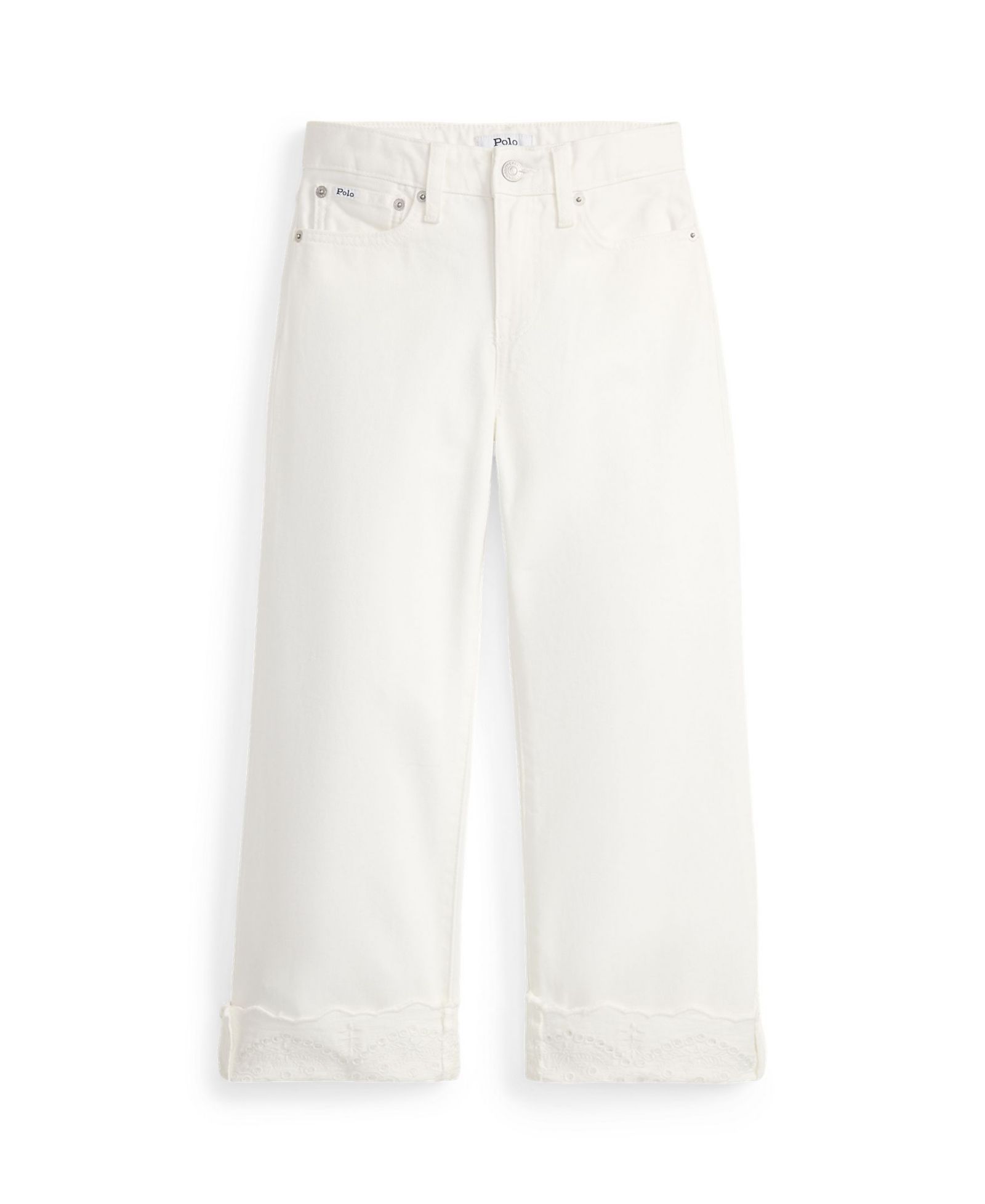 Джинсы Polo Ralph Lauren Girls' 7-16 Eyelet-Cuff Cotton Denim Wide-Leg