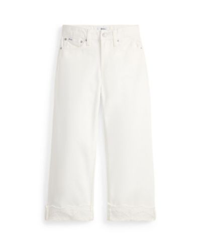 Polo Ralph Lauren Girls' 7-16 Eyelet-Cuff Cotton Denim Wide-Leg Jean