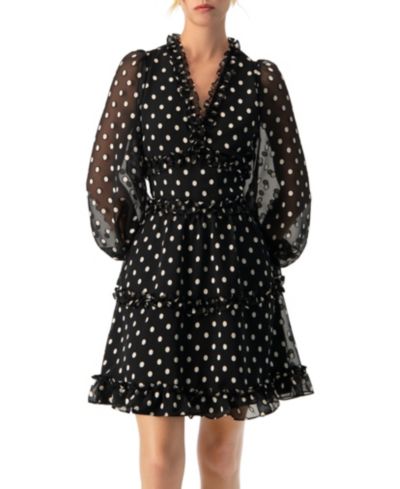 Ivonne Women's Polka Dot Ruffled Short Dress
