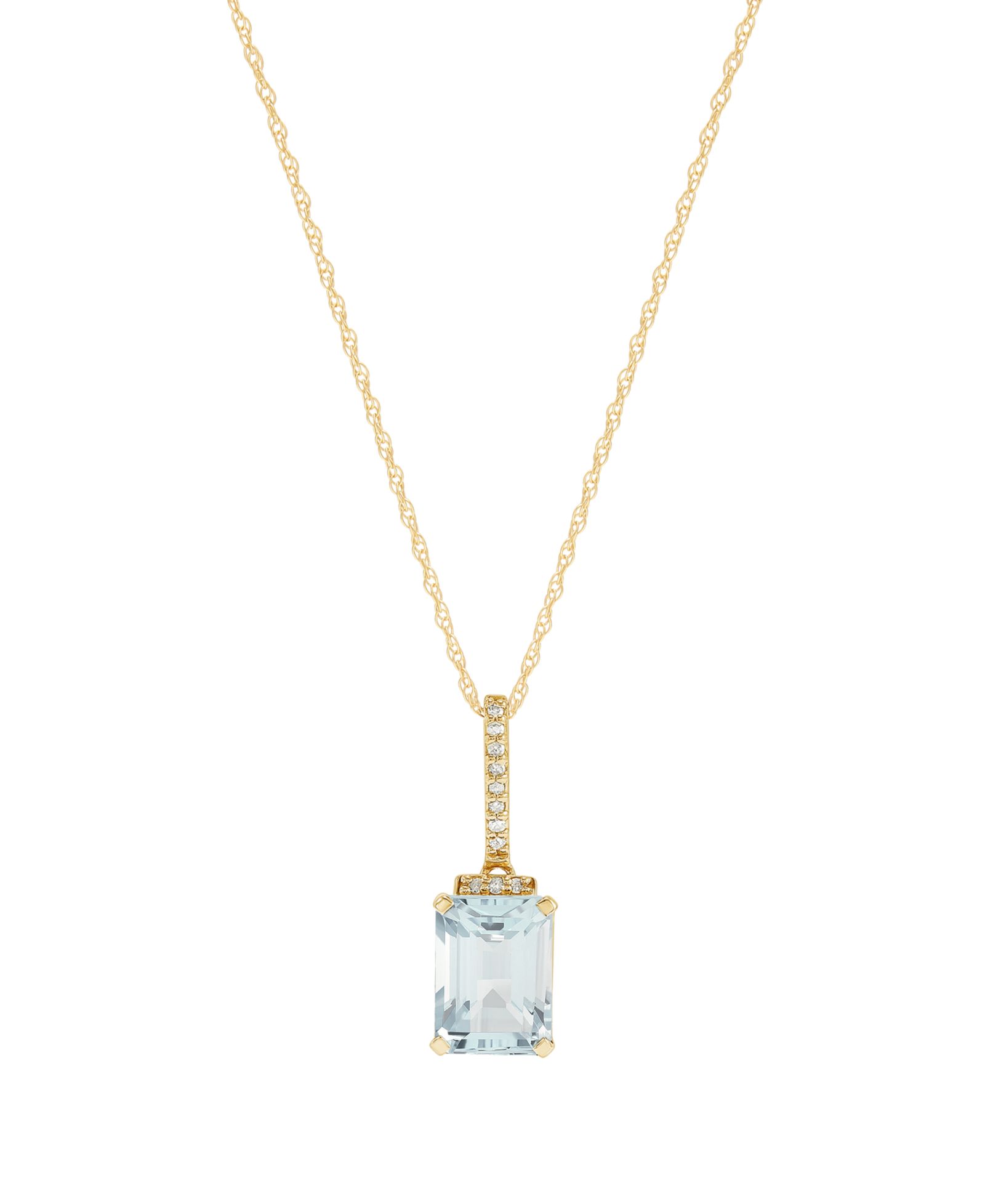 Подвеска с акцентом из бриллиантов и аквамарином (1-3/8 ct. t.w.) в 14k желтом золоте