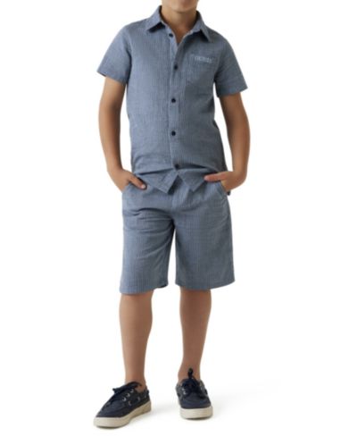 GUESS Boys' 8-16 Seersucker Button Down Shirt