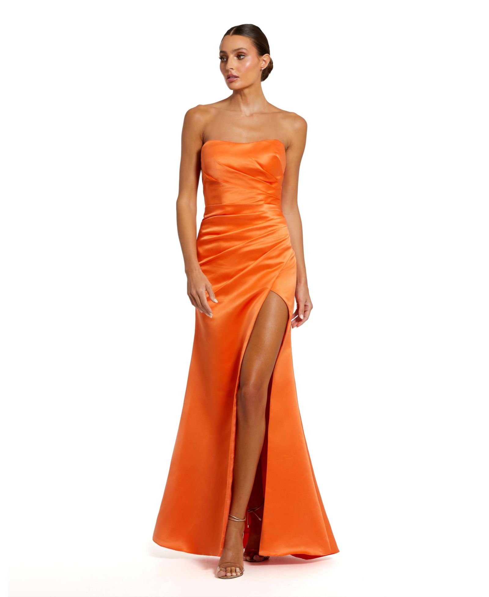 Вечернее платье Mac Duggal Women's Strapless Gathered High Slit Gown