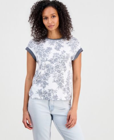 Nautica Женский топ с коротким рукавом Toile Contrast-Trim