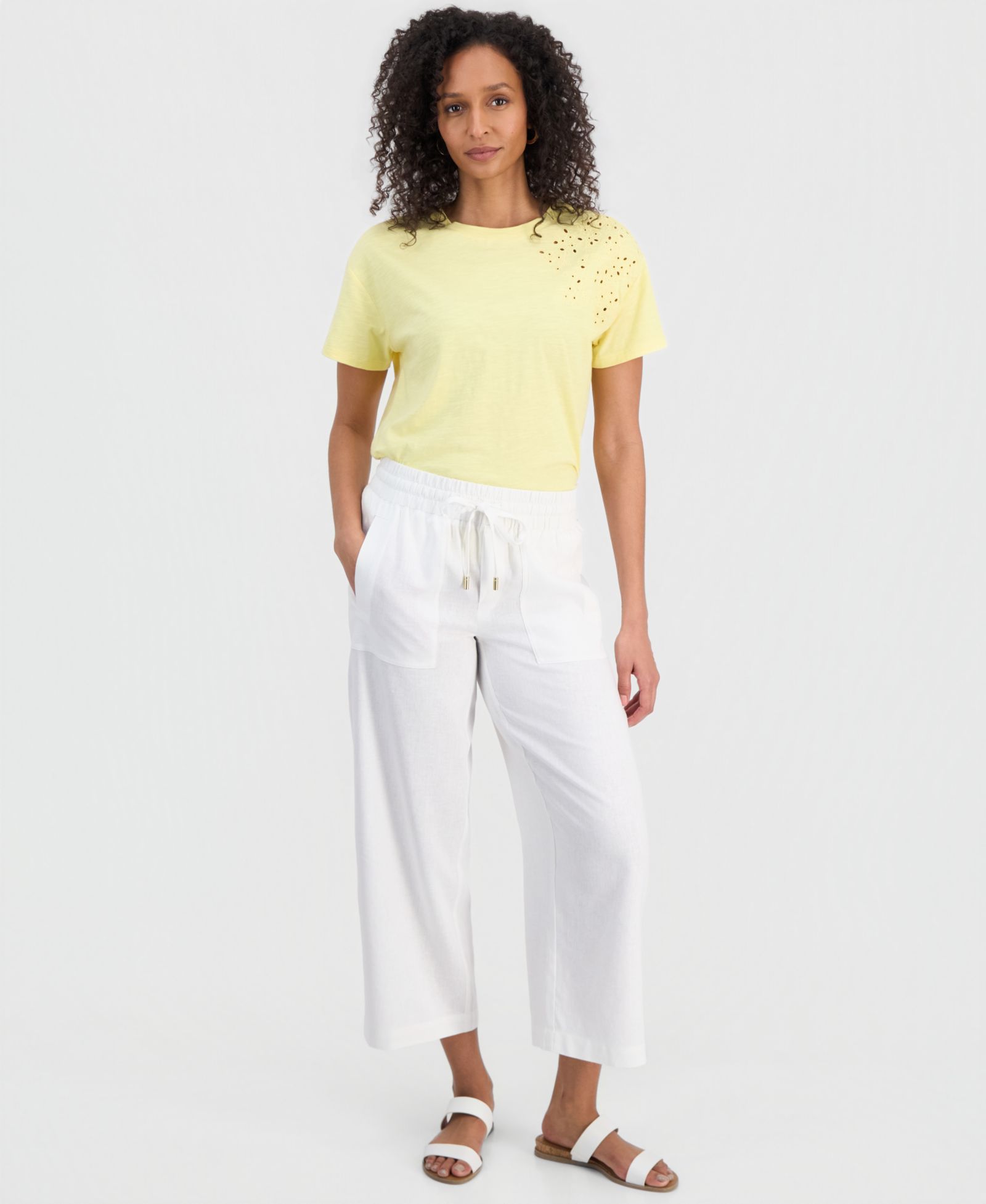 Nautica Женские Linen-Blend Drawstring-Waist Pull-On Pants
