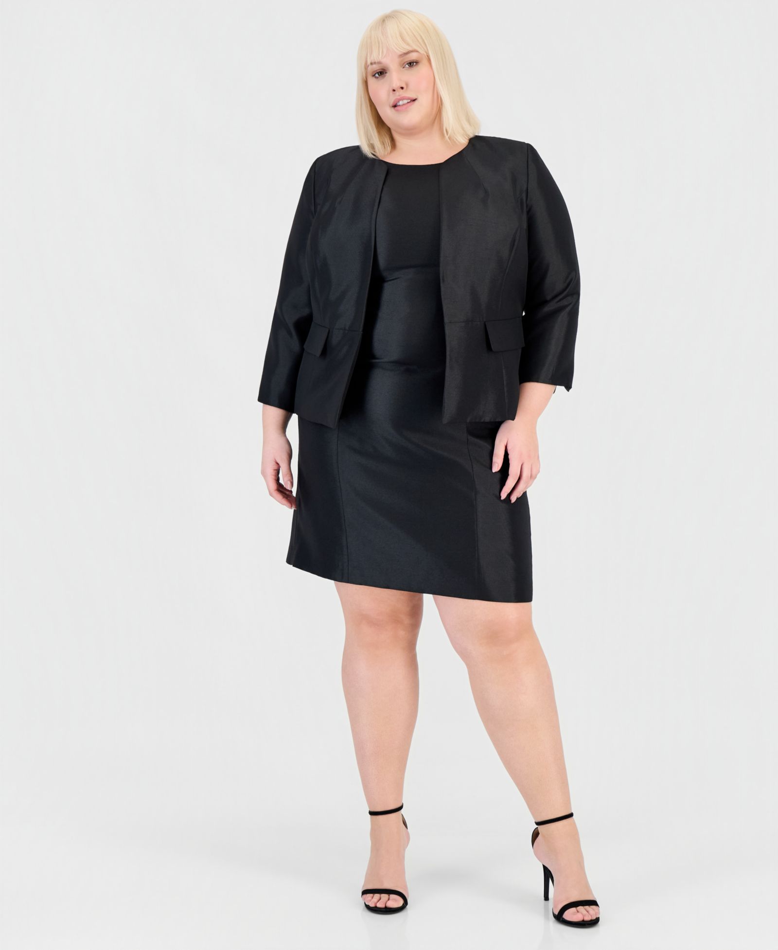 Le Suit Plus Size Open-Front Jacket & Sleeveless Sheath Dress