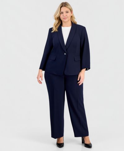 Костюм Le Suit Plus Size из 2 предметов с одной пуговицей и рукавом 3/4, брюки