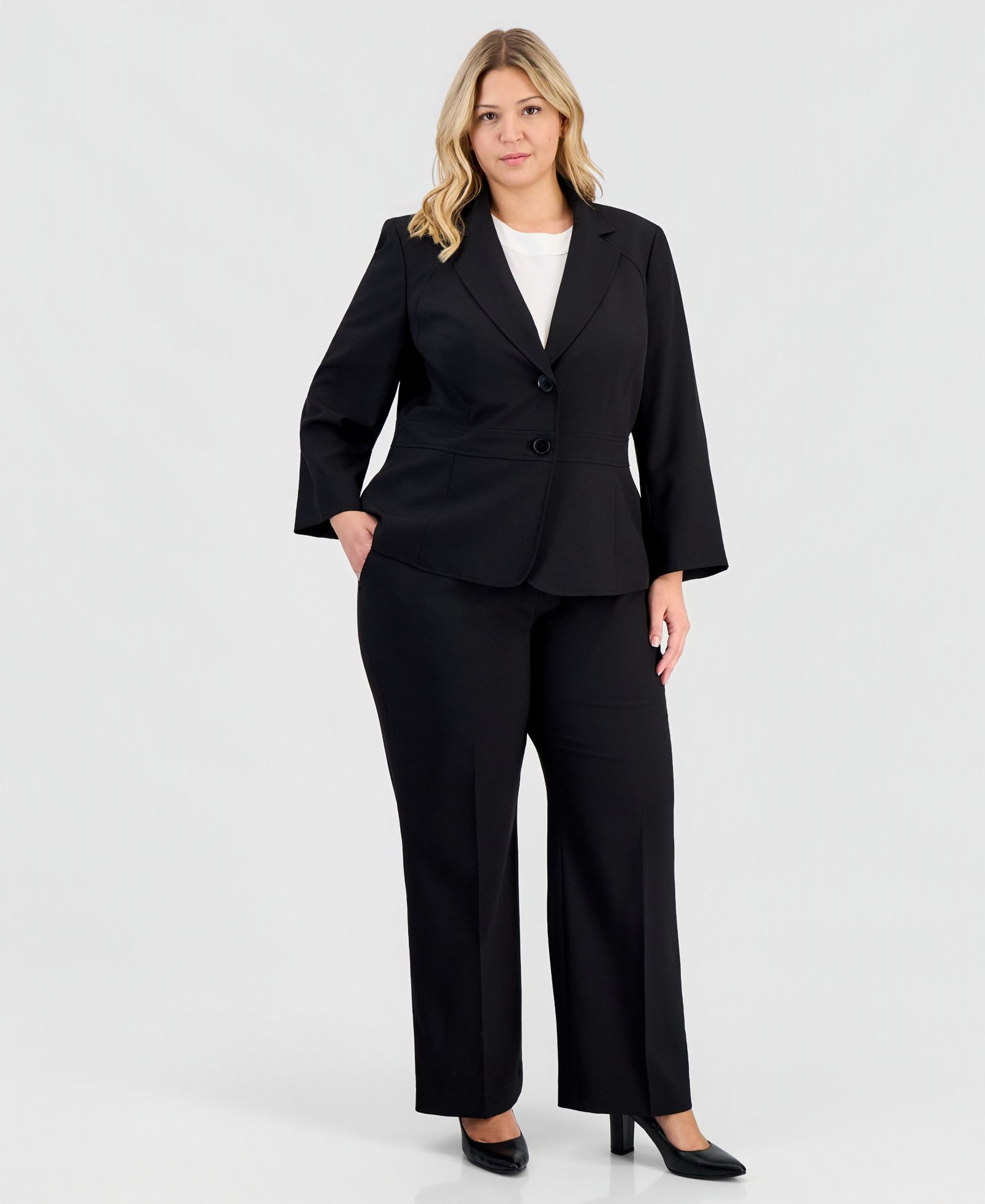 Брючный костюм Le Suit Plus Size Two-Button Waist-Inset