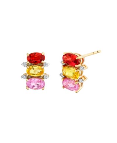 Серьги-гвоздики Macy's Multicolor-Sapphire, 14k желтое золото