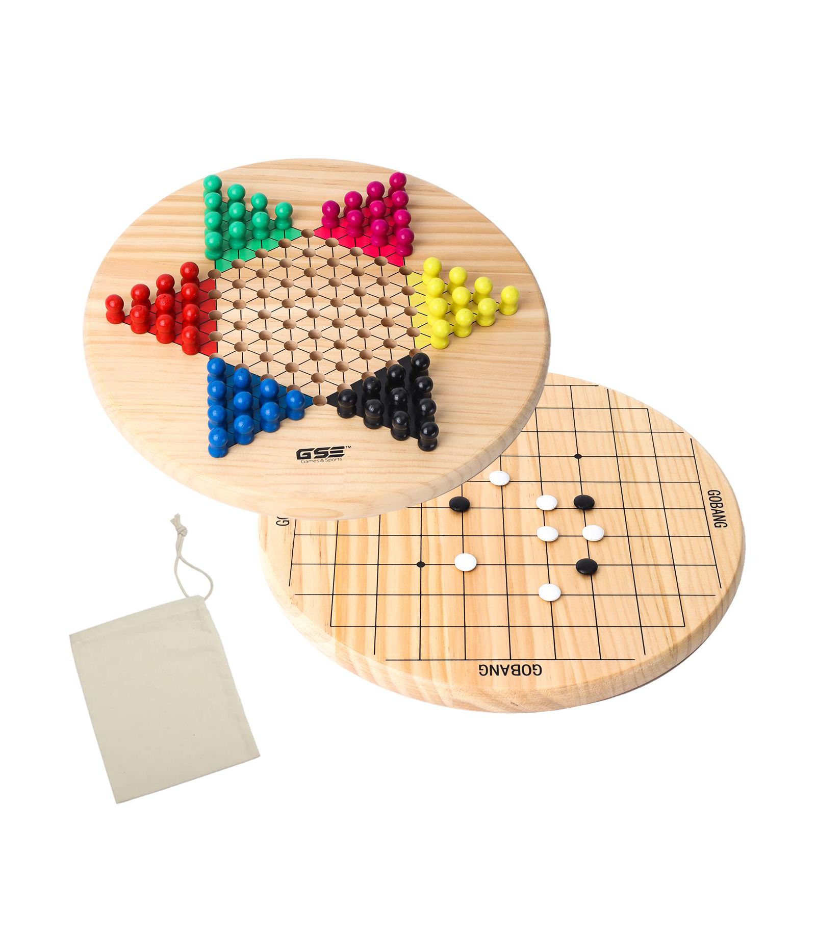 Настольная игра GSE Games & Sports Expert 11.5" Wood 2-in-1 Chinese Checkers and Gobang с 66 деревянными фишками