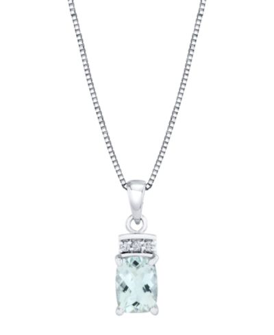 Подвеска с акцентами из аквамарина (1-1/4 ct. t.w.) и бриллиантов в белом золоте 14k