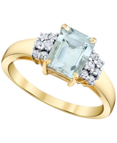 Кольцо с аквамарином (1-5/8 ct. t.w.) и бриллиантом (1/5 ct. t.w.) в 14k Yellow Gold