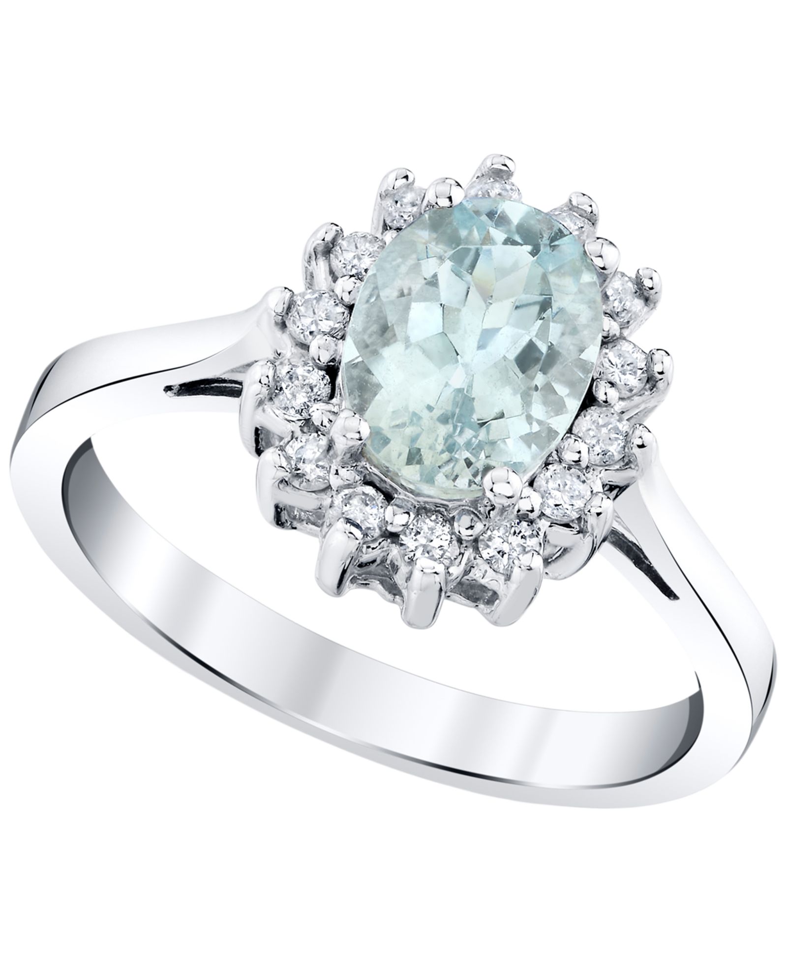 Кольцо Macy's Aquamarine & Diamond в 14k White Gold