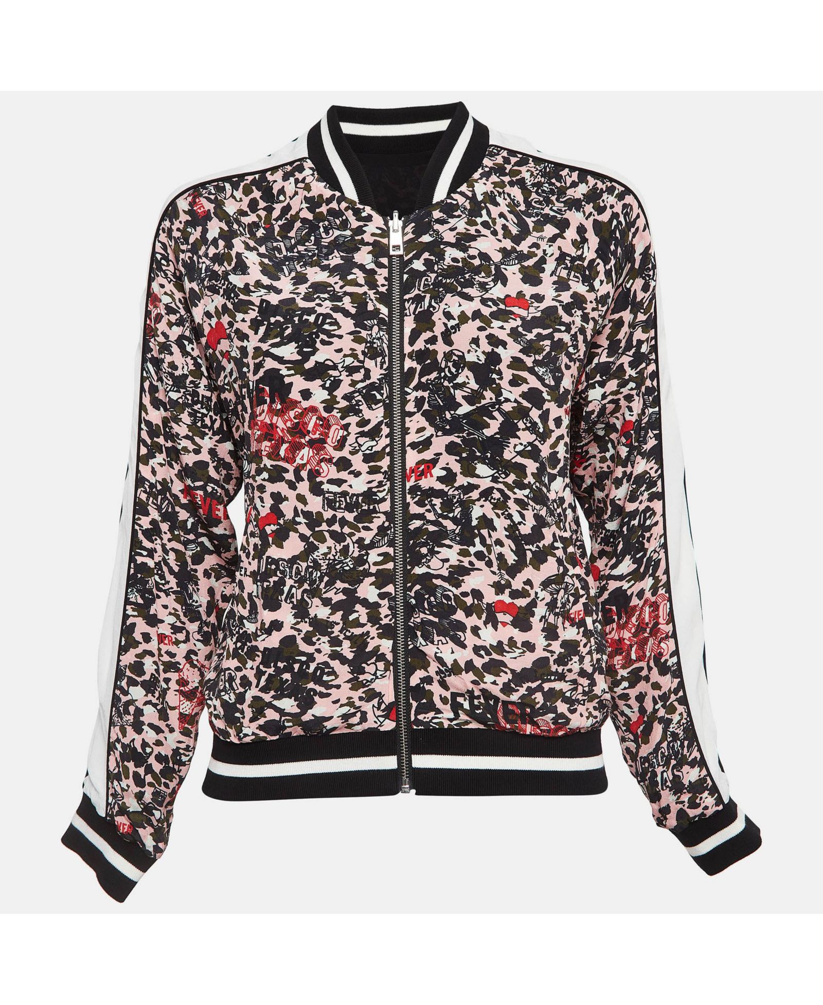 Pre-Owned Zadig & Voltaire Women's Pre-Owned Zadig and Voltaire Pink/black Printed Crepe Reversible Billy Leo Jacket