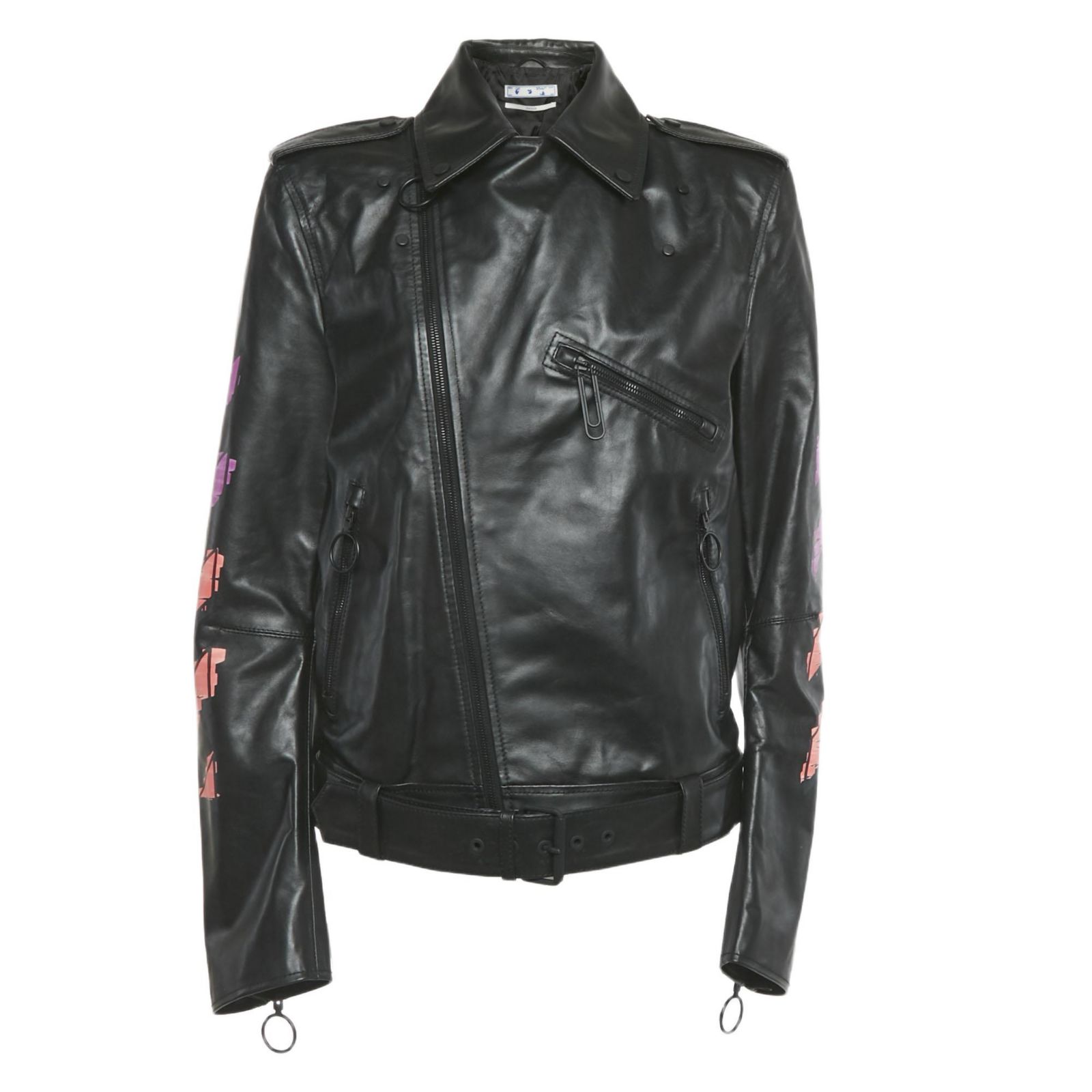 Pre-Owned Off-White Women's Black Arrow Painted Leather Jacket