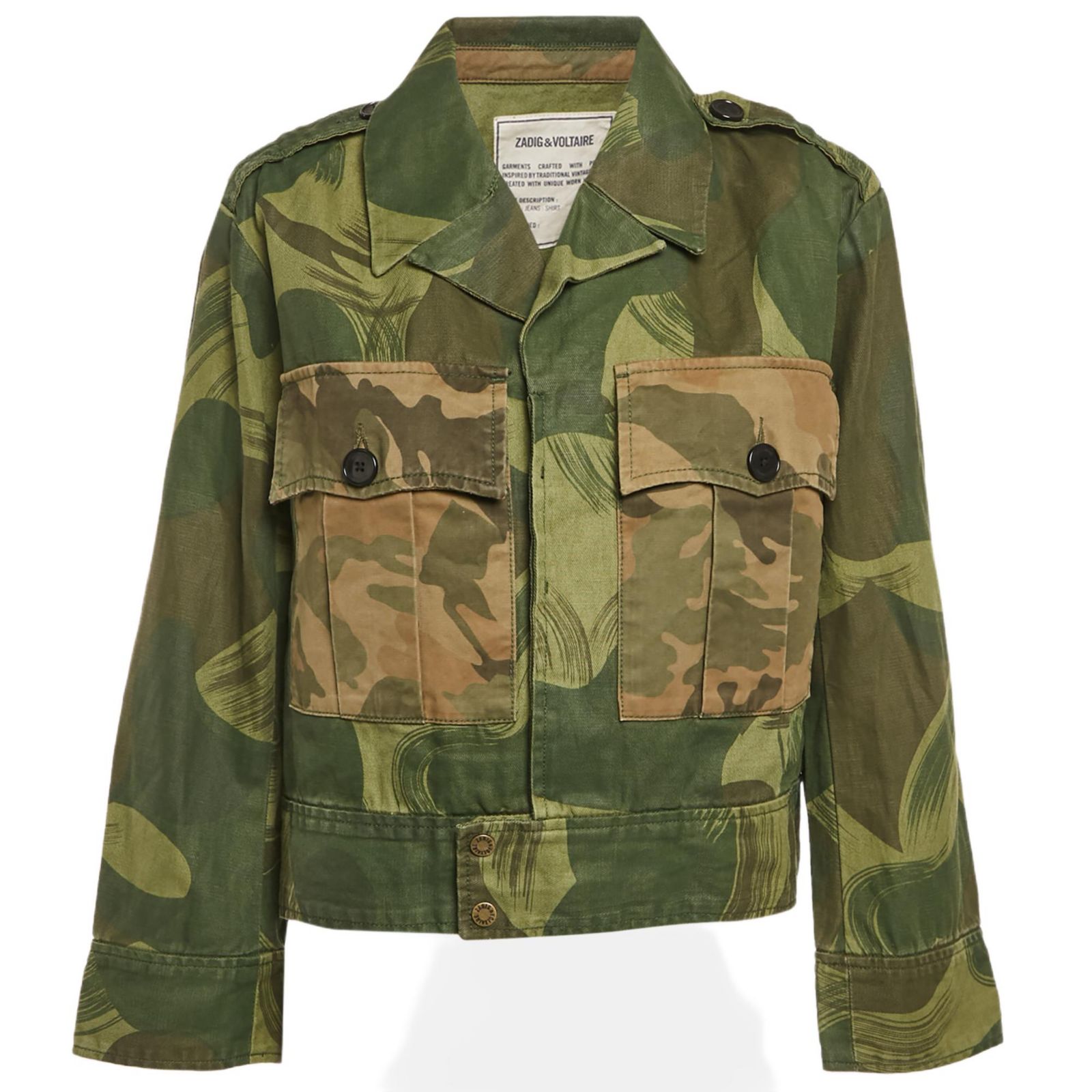 Женский жакет Zadig & Voltaire Military Camouflage из смесового хлопка, б/у