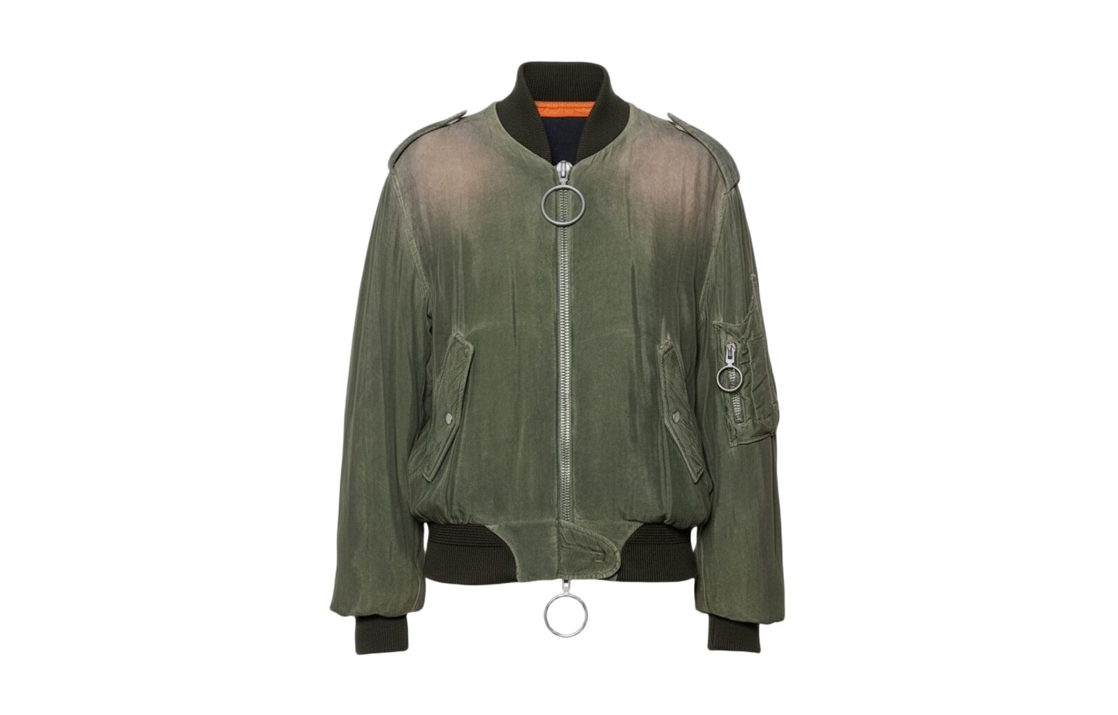 Женская бомбер-куртка Pre-Owned Off-White Green Cupro Washed Out Effect