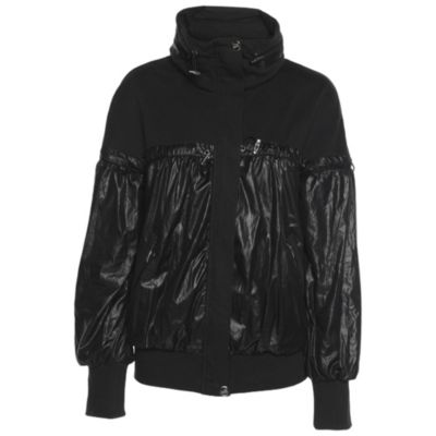 Pre-Owned Love Moschino Women's Black Jersey Nylon Hoodie Jacket