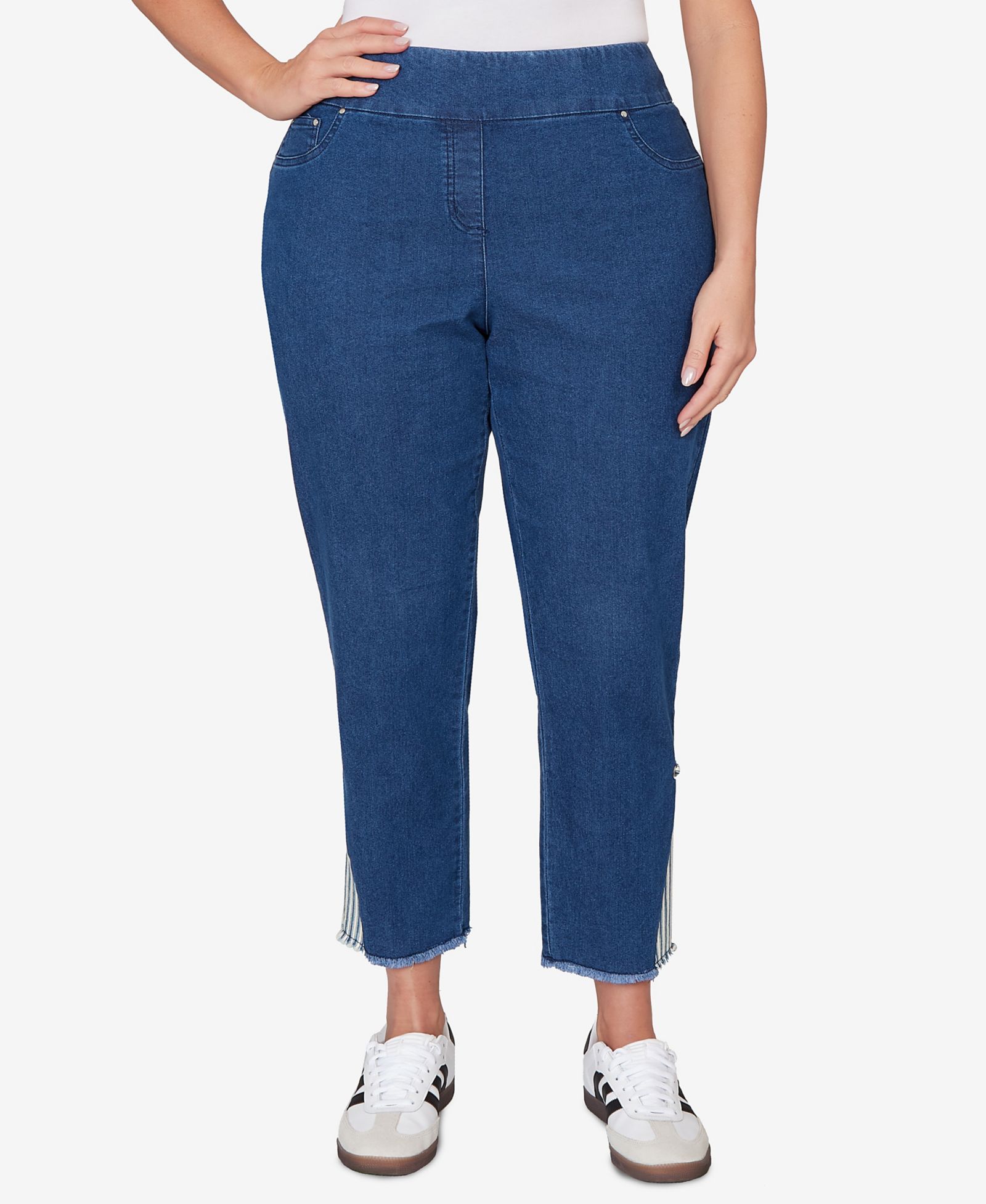 Ruby Rd. Plus Size Nautical Stripe Inset Slim Fit Jean
