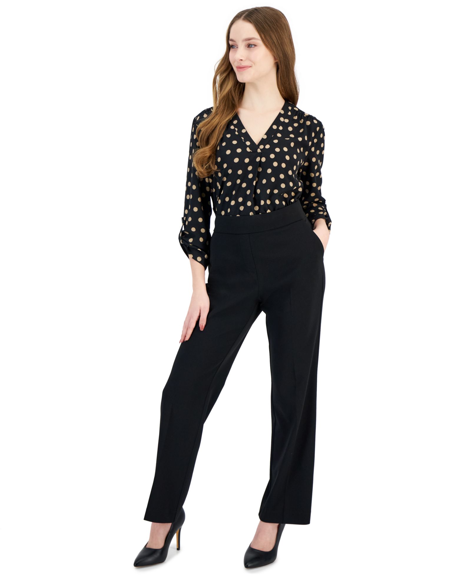 Женские брюки AK Anne Klein Plus Size Straight-Leg