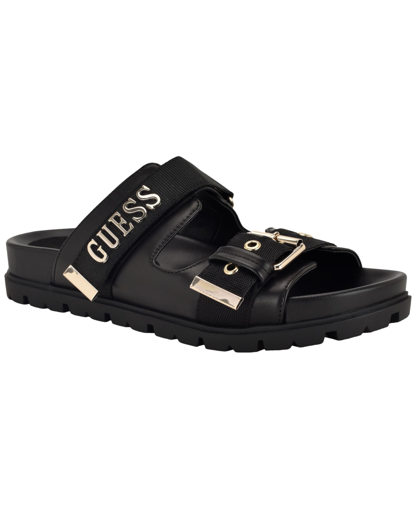 GUESS Women's Faxona Branded Slip-On Footbed Sandals