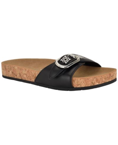 GUESS Women's Locela Ornamented Flat Cork Footbed Sandals