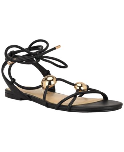 GUESS Женские босоножки Tabell Strappy Gold Dome с завязками
