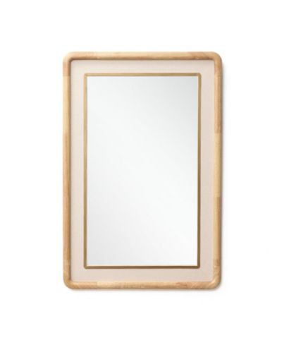 Декоративное настенное зеркало LuxenHome Rounded Rectangle в раме из каучукового дерева