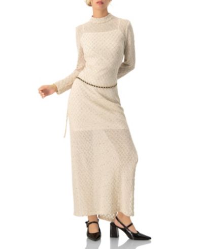 Ivonne Women's High Neck Knitted Long Dress