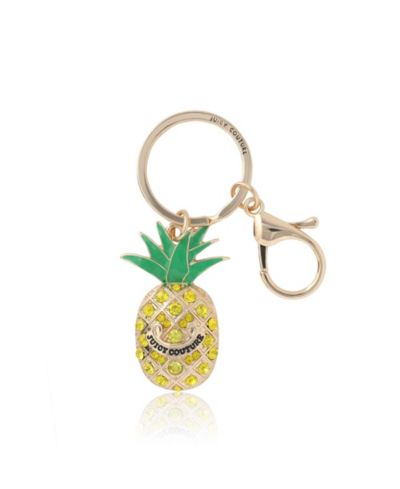 Брелок Juicy Couture в форме ананаса, золотистый с зелеными эмалевыми листьями