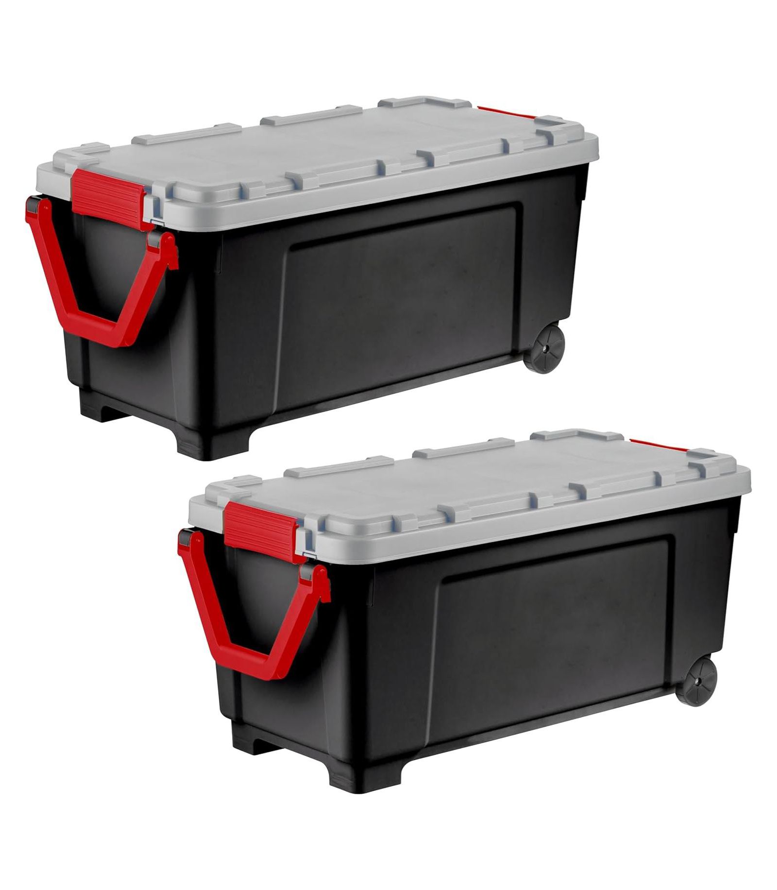 IRIS, 43-Gallon, Lockable Storage Trunk Box, Plastic, Black/Gray, 2Pk