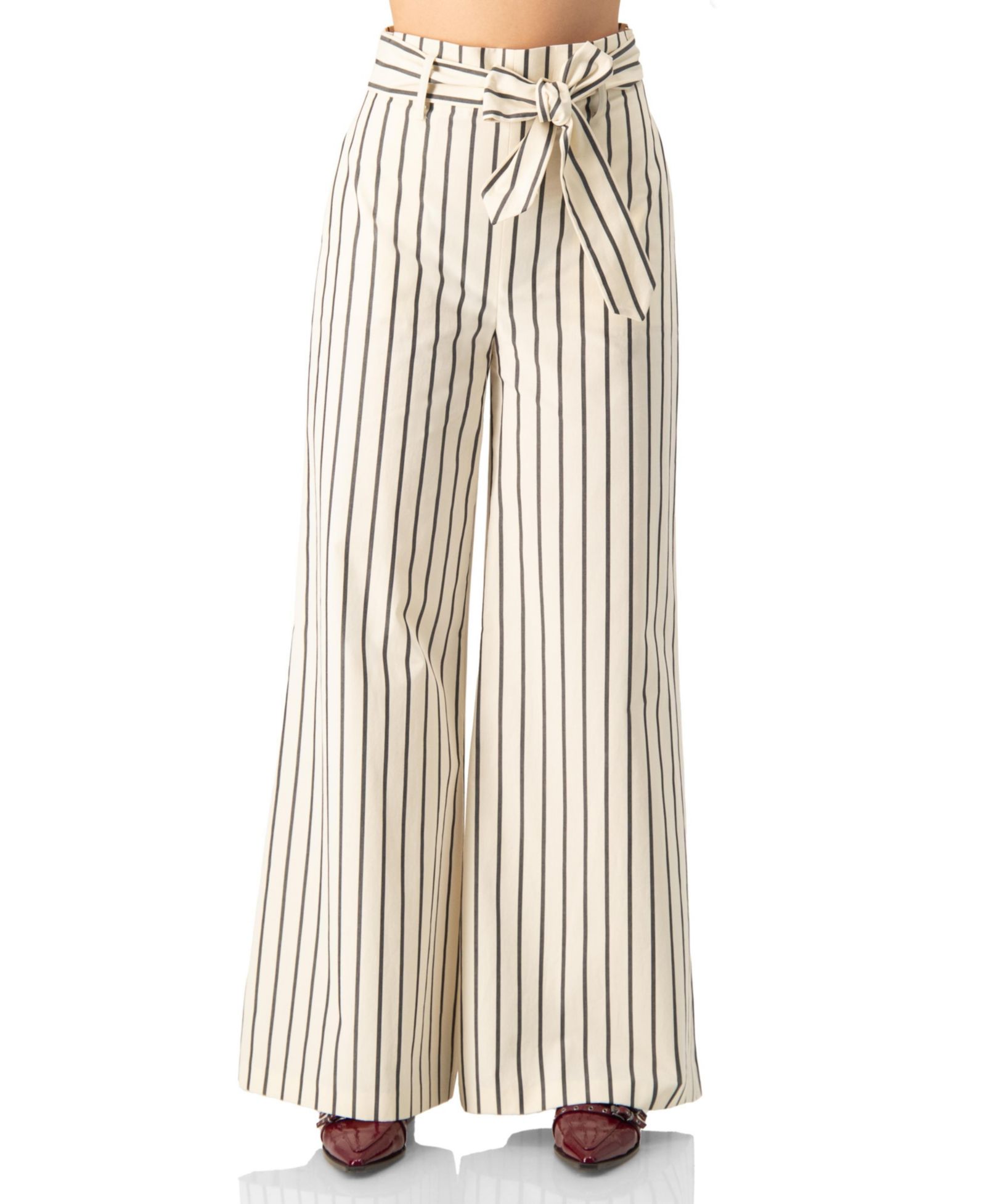 Ivonne Women's Striped Bow-Belted Wide-Leg Trousers
