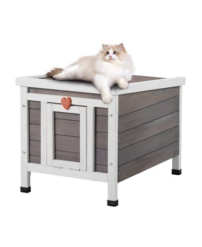 COZITO Weatherproof Outdoor Cat House Shelter with PVC Door Flaps and Open Roof