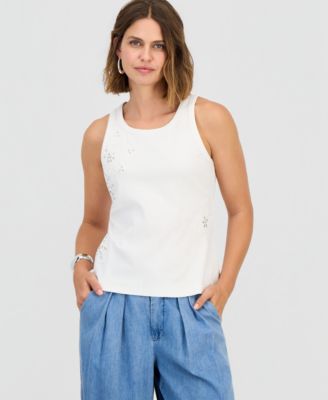 I.N.C. International Concepts Women's Crochet & Crystal Embellished Trim Tank Top, Macy's Exclusive