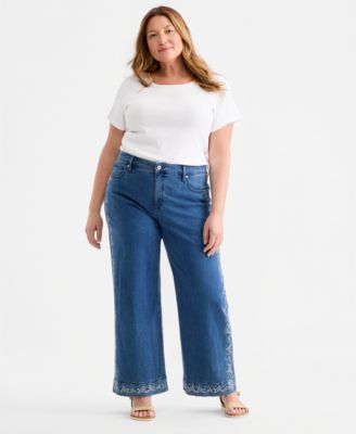 Style & Co Plus Size джинсы с широкими штанинами и высокой талией