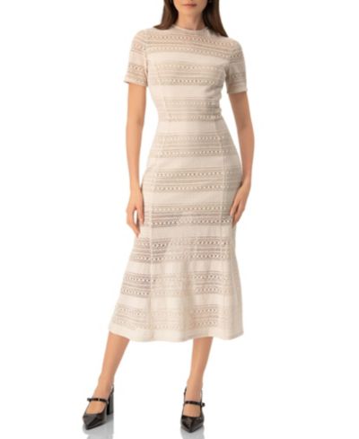 Ivonne Women's Midi Crochet Striped Dress