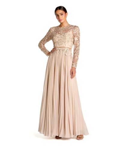 Вечернее платье Mac Duggal Women's длинный рукав шифон с отделкой