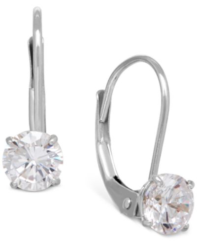 Серьги-кольца Solitaire Cubic Zirconia в 14k желтом, белом или розовом золоте