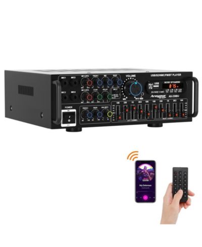 Стереоусилитель Artudatech 2000W Peak Hi-Fi с микшером караоке и EQ, Bluetooth 5.0, USB/SD, FM