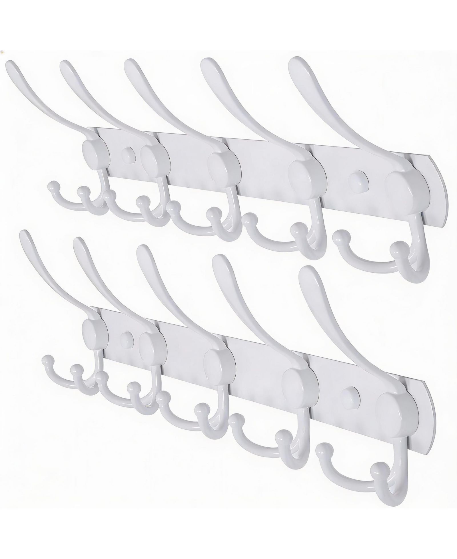 YIGII Heavy Duty 5-Tri Hook Wall Rack, Stainless Steel, White, Easy Install