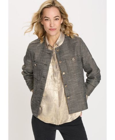 Olsen Женский Collarless Sparkle Jacket с золотыми пуговицами