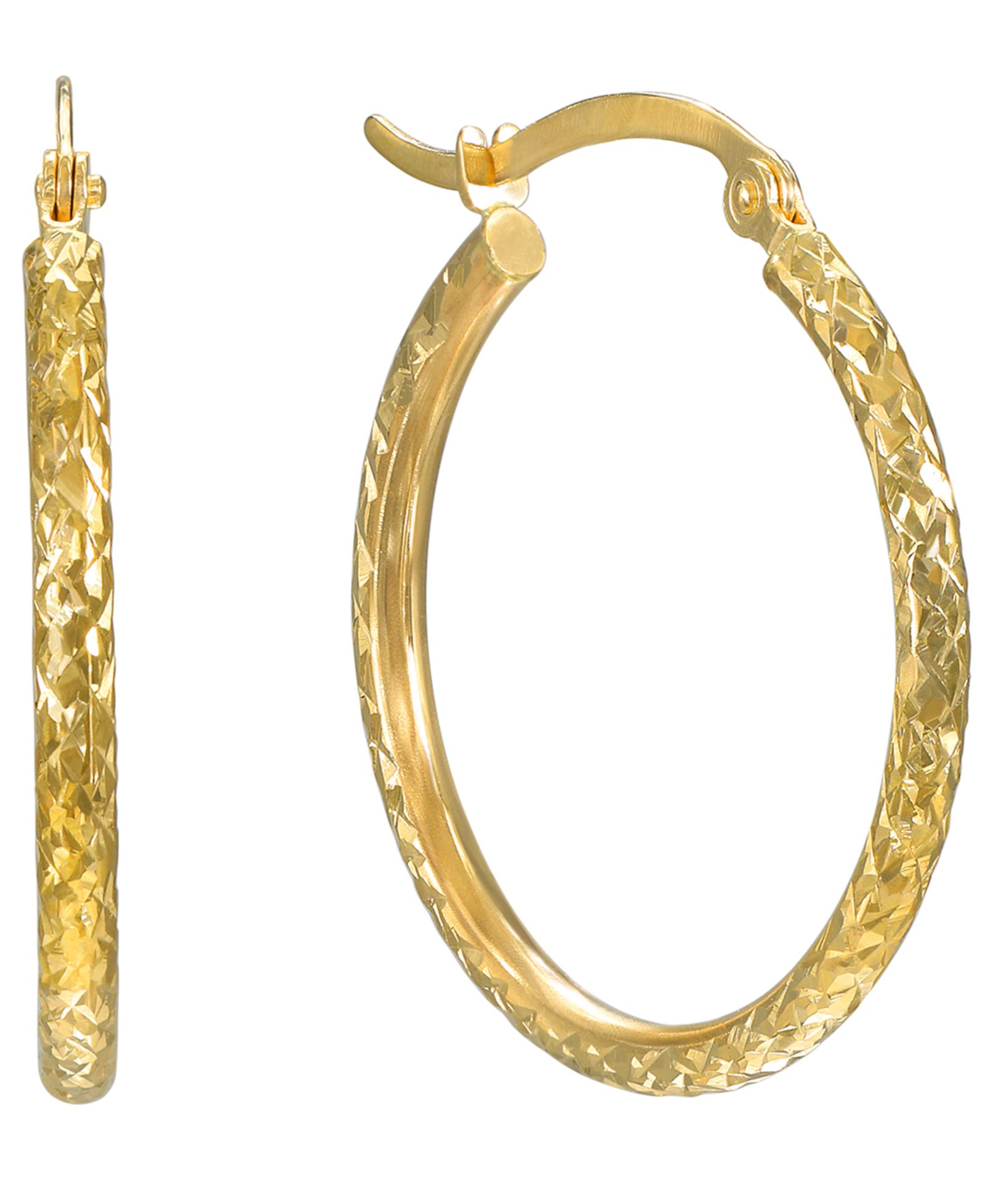 Серьги-кольца Macy's Diamond Cut 2x25mm в 10k Yellow Gold