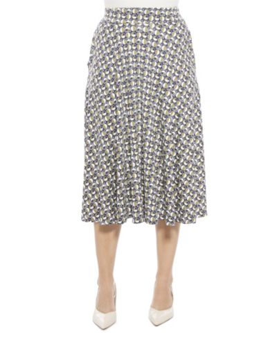 24seven Comfort Apparel Women's Geometric Elastic Waist Pocket A-Line Midi Skirt