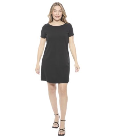 24seven Comfort Apparel Women's Solid Short-Sleeve Round Neck Mini Shift Dress