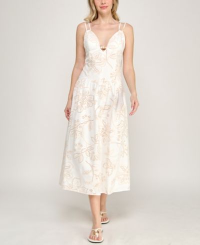 INVITEE Juniors' Strappy Sweetheart Neck Midi Dress