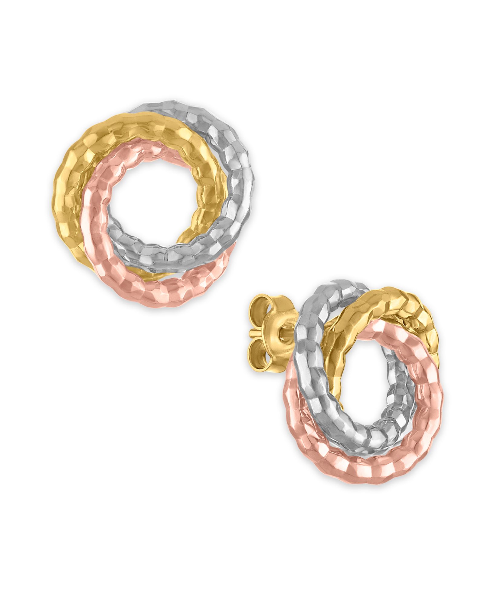 Macy's Stud Earrings in 10k Tricolor Gold