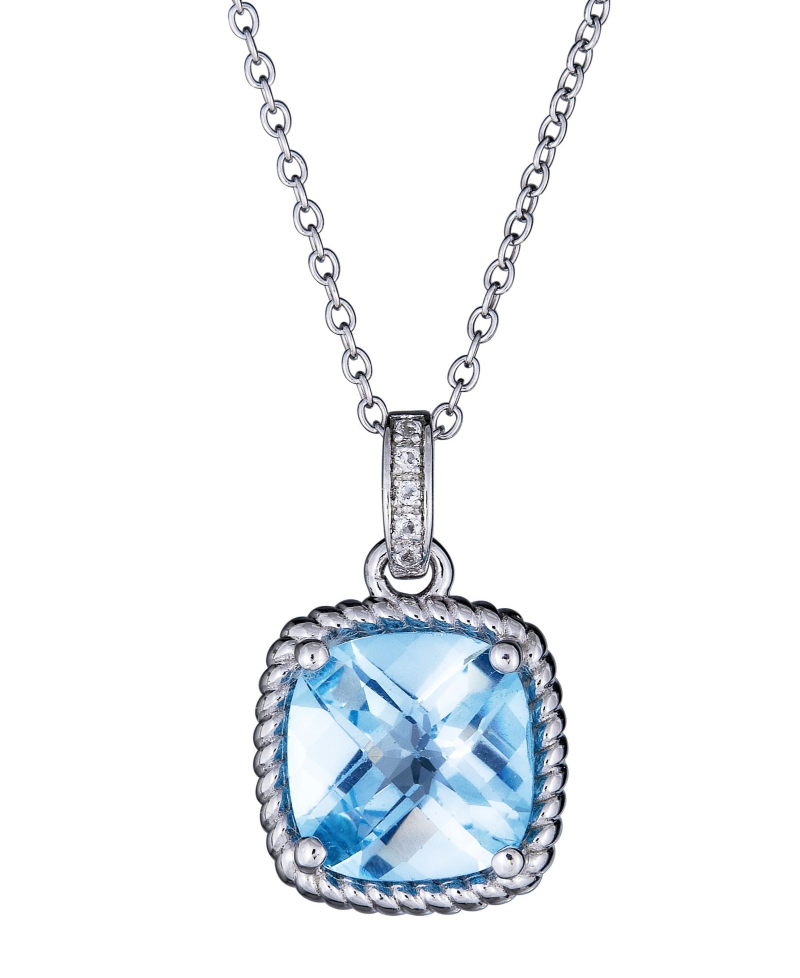Подвеска Macy's Green Amethyst (4 ct. t.w.) & Diamond (0.025 ct. t.w.) в серебре Sterling Silver
