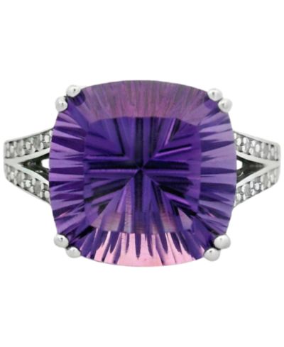 Кольцо с аметистом (6.50 ct. t.w.) и белым топазом (0.08 ct. t.w.) из стерлингового серебра