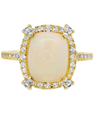 Кольцо Macy's Opal (2 ct. t.w.) & White Topaz (0.20 ct. t.w.) в золотом напылении на стерлинговом серебре