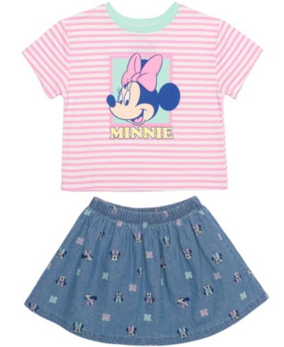Disney Детский комплект из футболки и юбки 2T-6X Minnie Mouse Stripe T-Shirt and Skirt, 2-Piece Set