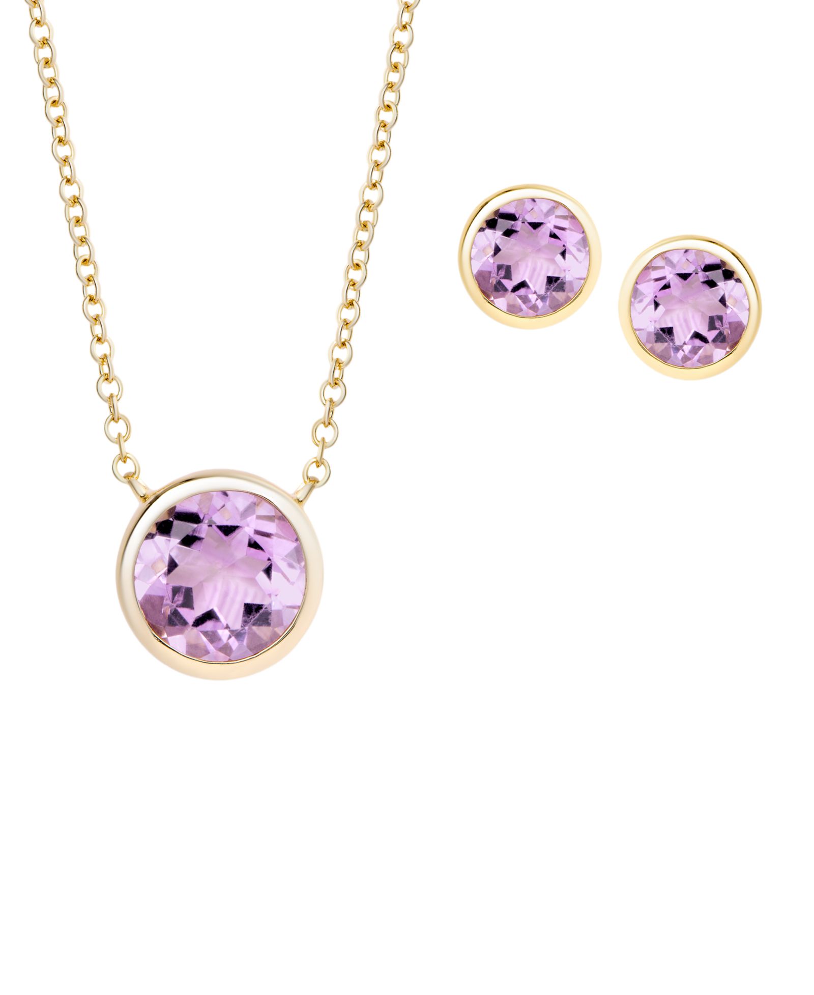 Macy's 2-Piece Lab Grown Ruby (4-1/4 ct. t.w.) Round Pendant Necklace and Lever Back Earrings Set in 14k Gold Over Sterling Silver